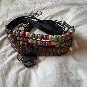 Vintage Multicolor Beaded Women's Belt bohemian metal